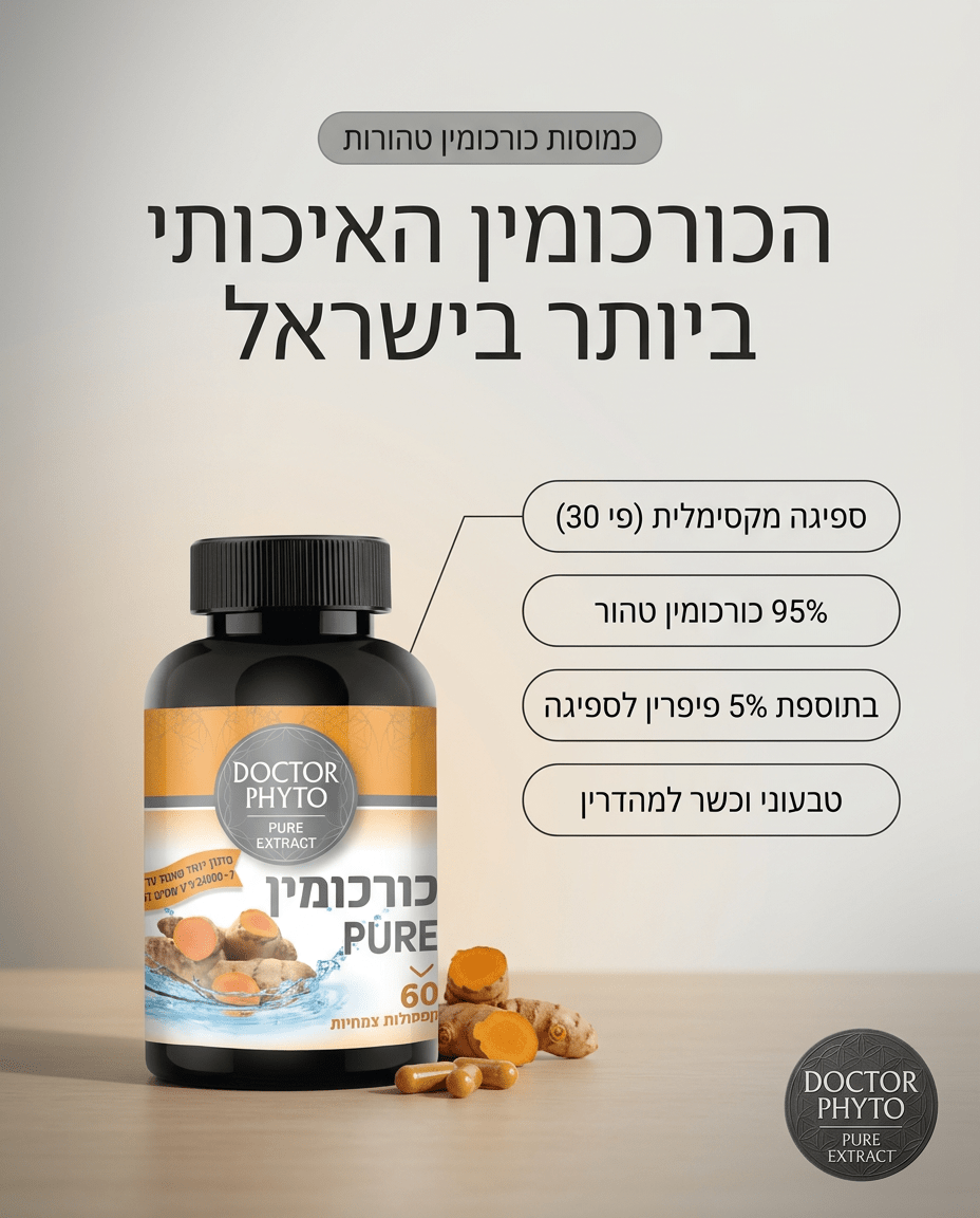 כורכומין PURE 60 קפסולות – הכורכומין האיכותי ביותר בישראל